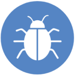 Blue vector graphic with a lady bug vector in white
