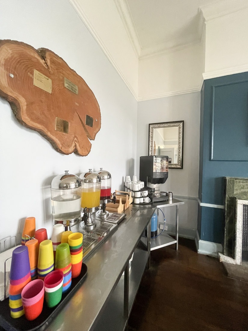 Drink station in Avon Tyrrell dining room in the Manor House
