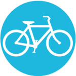 blue circle with white bike graphic vector logo