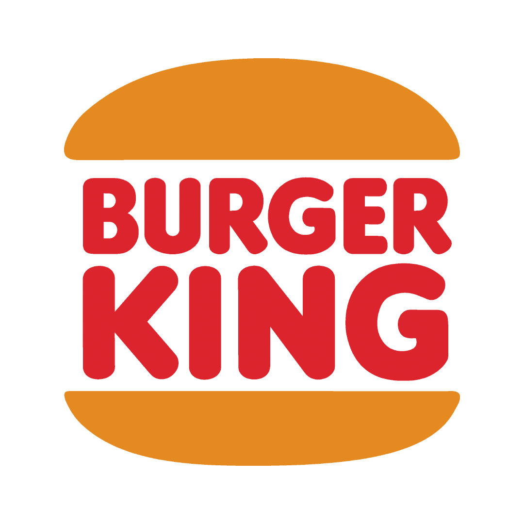 Burger King UK logo - logo looks like a burger bun with burger king written in red 'inside' the bun